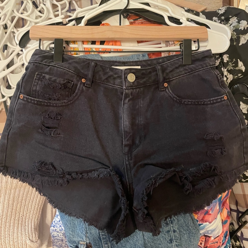 PacSun Black Distressed Jean Shorts